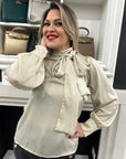Camicia Salibio con fiocco sul collo