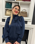Camicia Salibio con fiocco sul collo
